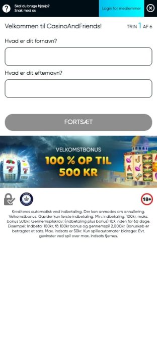 casinoandfriends konto oprettelse mobil