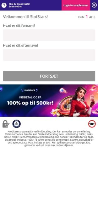 slotstars konto oprettelse mobil