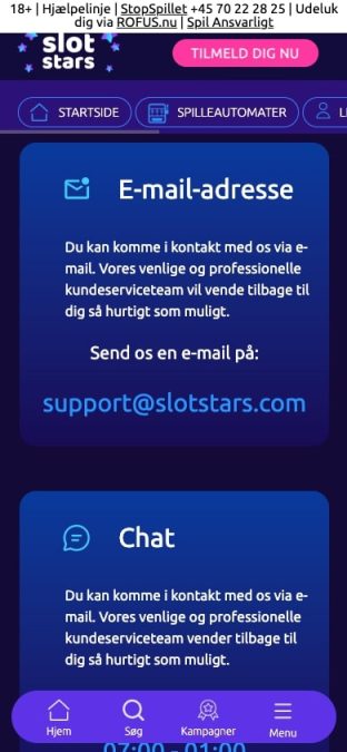 slotstars support mobil